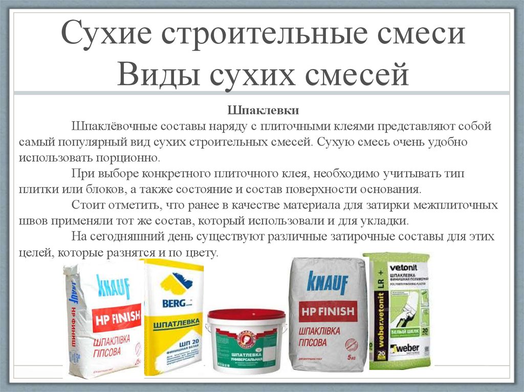 Применение сухих смесей